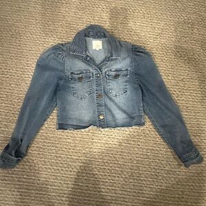 TGLA Women’s Cropped Denim Jacket with raw edge
